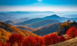 a beautiful fall day with mountains in the distance