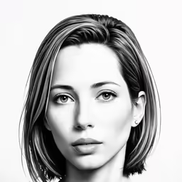 a woman with short hair and bangs posing