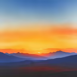 an orange and blue sunset is in the distance