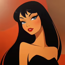 a woman with a black top on and red lipstick