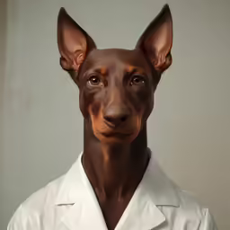 a brown dog with a white collar and shirt