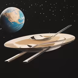 an illustration of a plate with a fork and a spoon