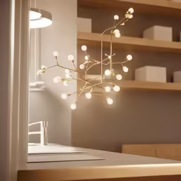 a ceiling light with white lights attached to it