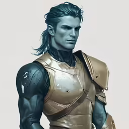 the character man is holding a knife and looking forward