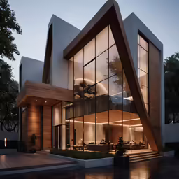 the building has a very unusual shaped structure