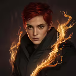 a woman with bright orange hair with red hair