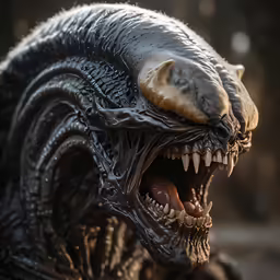 a creepy monster with fangs and teeth