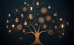 illuminated tree with twelve main symbols in it
