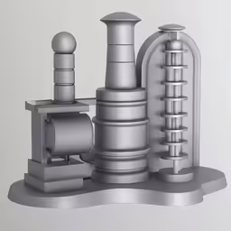 an abstract image of a machine and some cylindrical objects