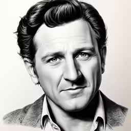 black and white drawing of a man in suit jacket