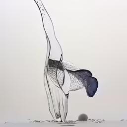 water pouring into a glass with a ball inside of it