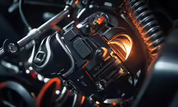 the lights and gears on a black motorcycle