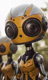 some very cute looking robots on display together