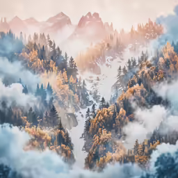 there are clouds that are below the mountains
