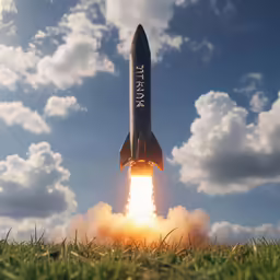 a rocket is flying up into the air with smoke pouring out