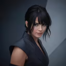 a girl is wearing black, posing for a portrait