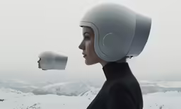 a woman with her head turned to the side and her ear plugged