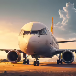 a airplane is taking off from a runway