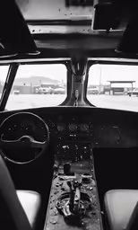 the inside view of an airplane with a few dashboards
