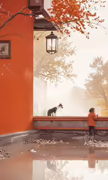 a boy that is looking at some dog