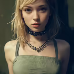 this is a girl with the neck chain