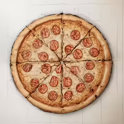 the whole pizza has pepperoni on it