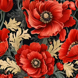 a red flower with many different leaves and flowers