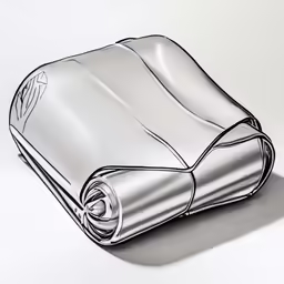 a sheet of silver cloth folded on the side