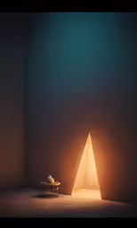 an illuminated table with a bowl on it