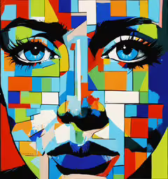 an abstract painting of a woman