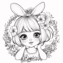 an adult sized girl with flower wreaths on her head