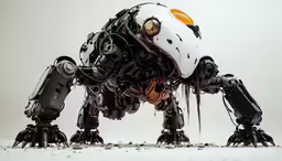 robotic - like robot in front of the camera on the ground