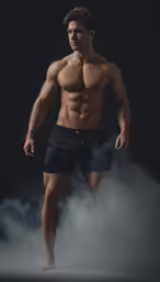 a man is posing with no shirt on