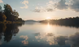 a photo taken with the sun coming up over the trees