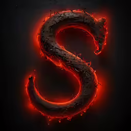 fire - like font created using paintbrushes to create a glowing letter