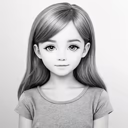 a pencil drawing of a girl with bangs