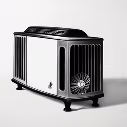 a black and white photo of a air purifier