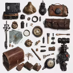 a variety of vintage cameras are arranged on a white surface