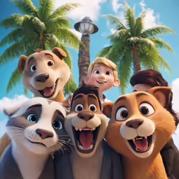 the character is shown next to another character, including three different lions