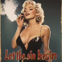 an advertisement of a woman smoking cigarette on a cell phone