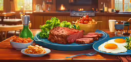 plates of food are set out to look like the food on the table,a table set with an assortment of foods