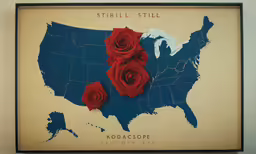 roses on display in a frame hanging on the wall