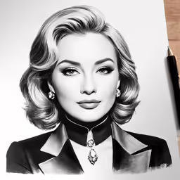 a drawing of the iconic marilyn monroe in a collared shirt