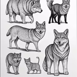 an image of wolfs that are in a print