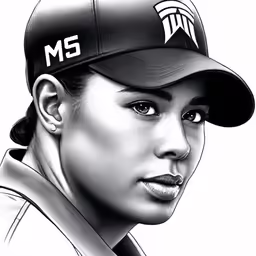 a woman with a hat on in black and white