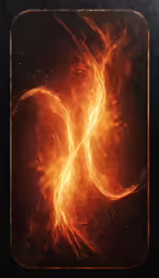 a large orange swirl in a square frame