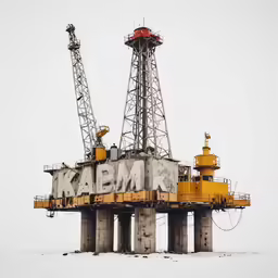 an oil rig in the middle of nowhere, on an icy day