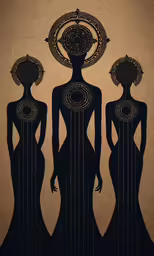 two woman standing in the shadows of their silhouettes