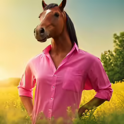 the woman in a pink shirt stands beside a horse wearing an overstuffed bridle