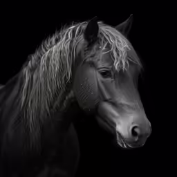 a black and white photo of a horse